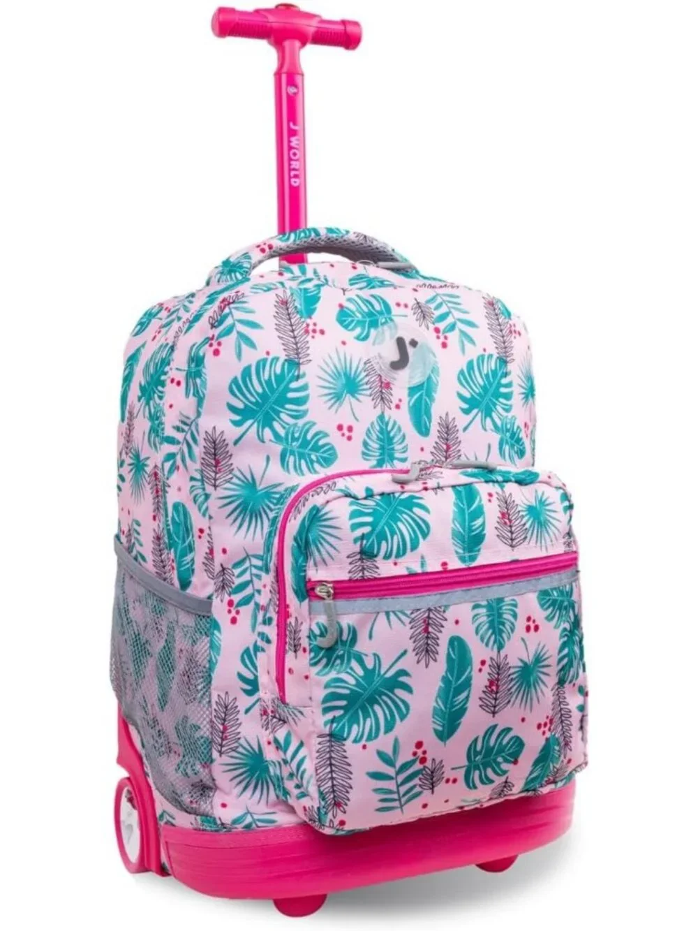 Stylish Palm Leaves Rolling Backpack - Perfect for School, Travel & Outdoor Use